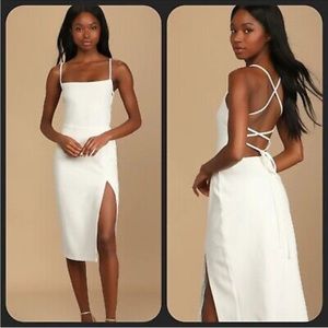 4TH & RECKLESS White Lace Up Midi Column Dress Size Small